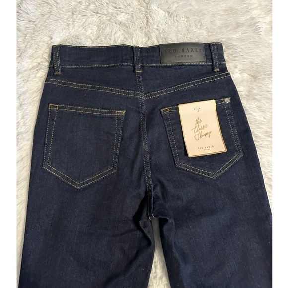 Ted Baker Classic Skinny Dark Wash Jeans Star Printed Cuff - Picture 11 of 13